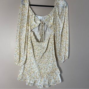 Mable Yellow Floral Tie-Front Dress